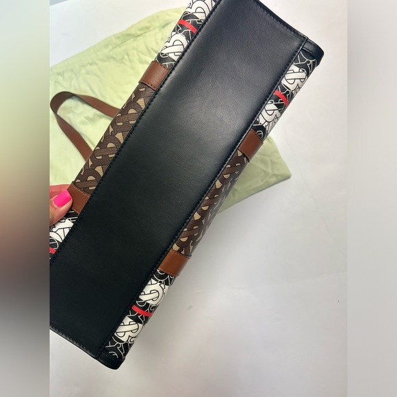 Burberry Small Monogram Striped Logo Tote NWT Bridle Brown Multicolor - Picture 10 of 10